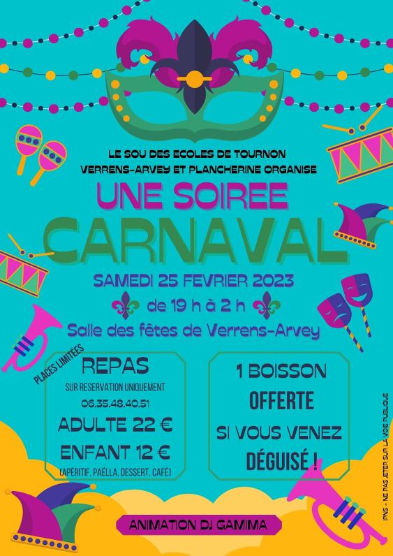 Affiche soirée carnaval 2023
